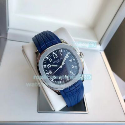 Replica Patek Philippe 5167A Aquanaut SS Blue Dial Blue Rubber Band Watch 40MM